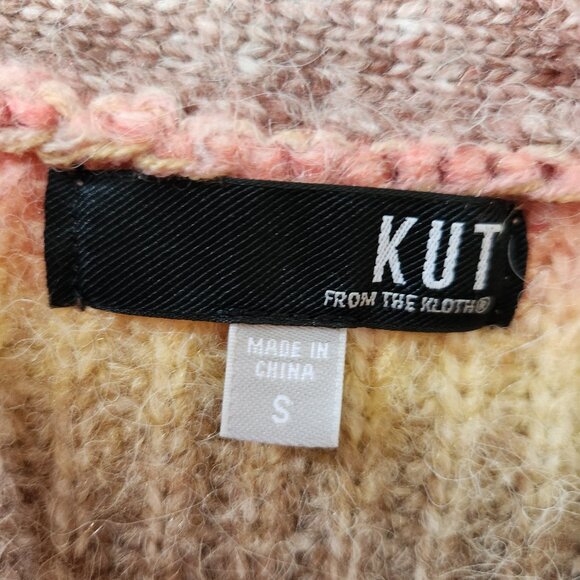 KUT FROM THE KLOTH Isla Braided Button Down Cardigan Oatmeal Coral Womens Sz S - Picture 4 of 6